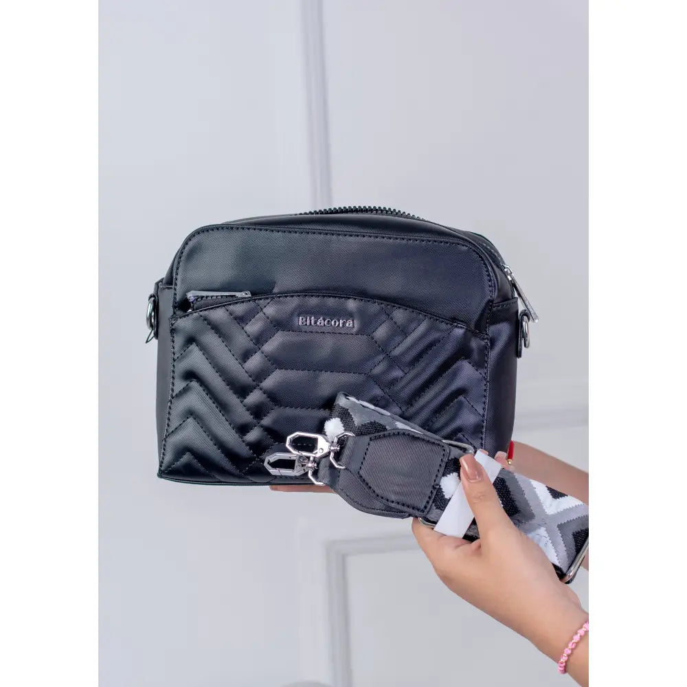 BOLSO BITÁCORA MEDIANO – DISEÑO ACOLCHADO MODERNO | B2217 - Negro - Bolso
