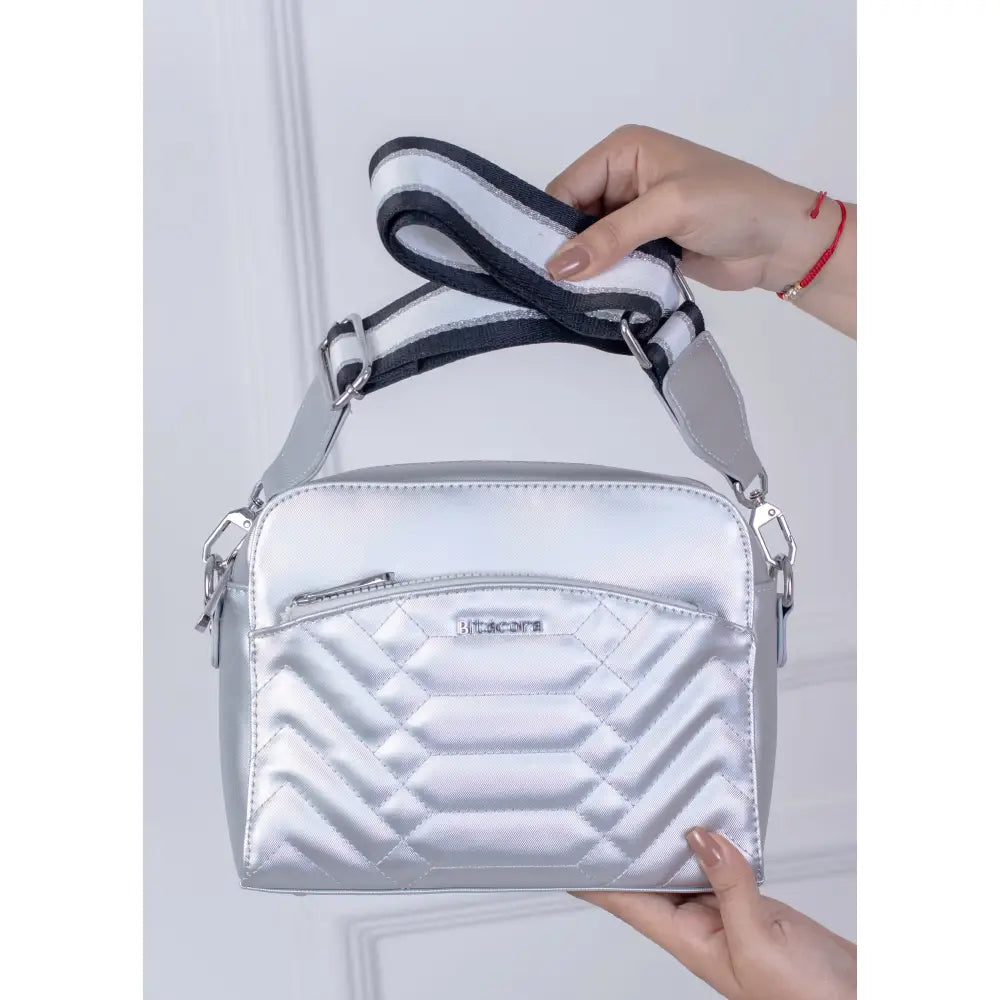 BOLSO BITÁCORA MEDIANO – DISEÑO ACOLCHADO MODERNO | B2217 - Plateado - Bolso