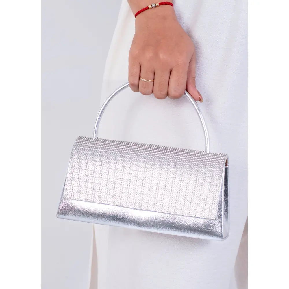 Bolso Espía – Clutch de fiesta pequeño acabado brillante | JH166 - Plateado