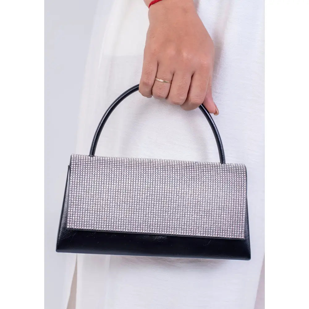 Bolso Espía – Clutch de fiesta pequeño acabado brillante | JH166 - Negro