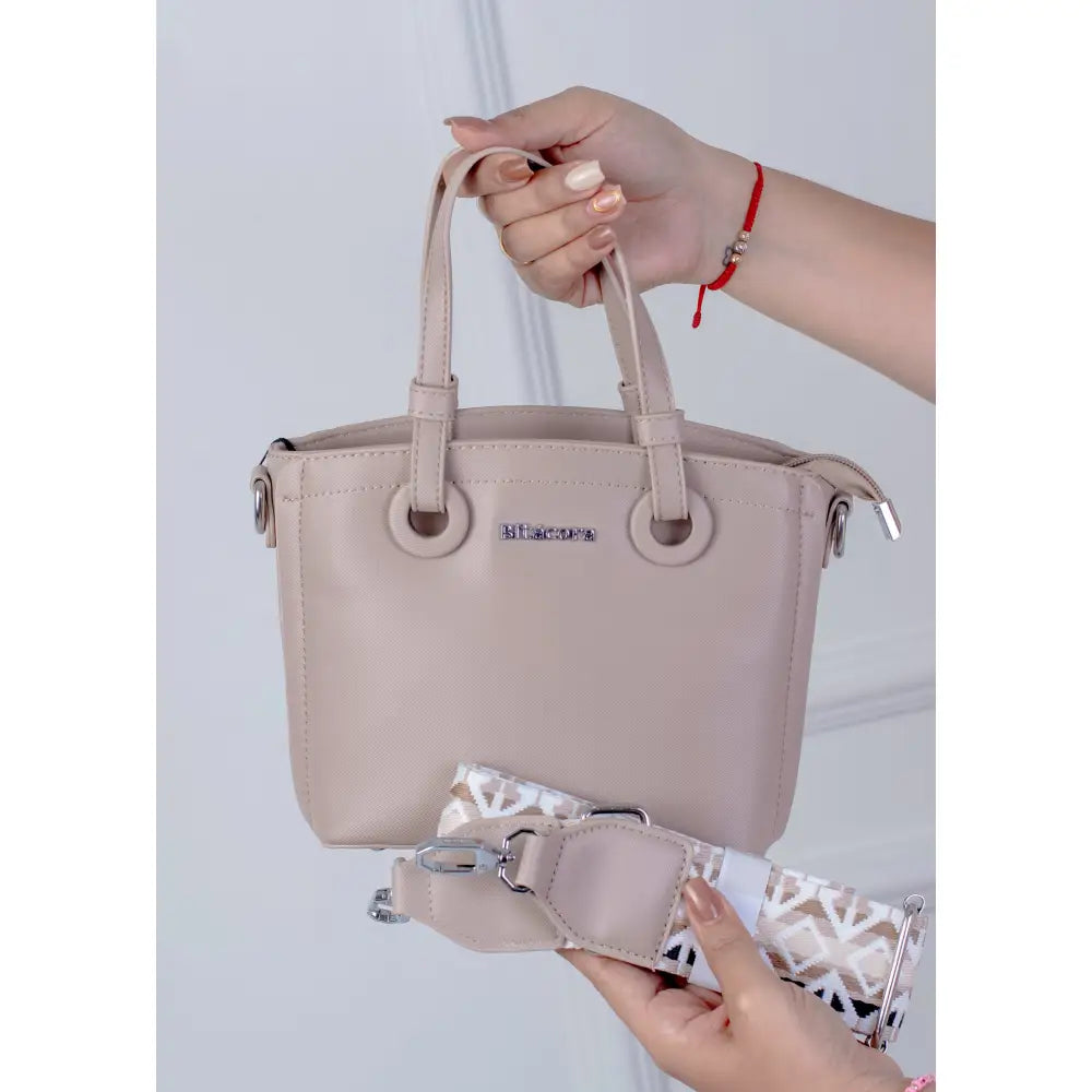 Bolso Mediano Bitácora con Manijas Circulares | B2210 - Nude