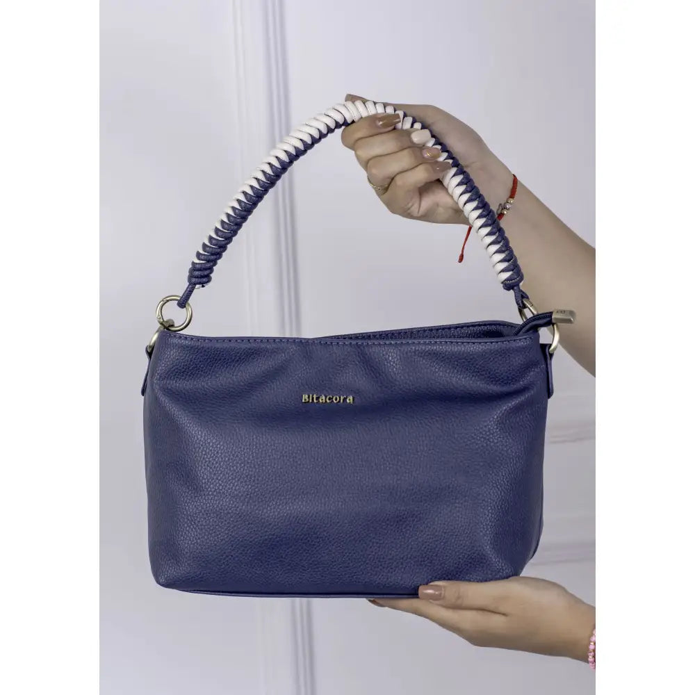 Bolso Mediano Bitácora - Diseño con Asa Trenzada | B2208 - Azul
