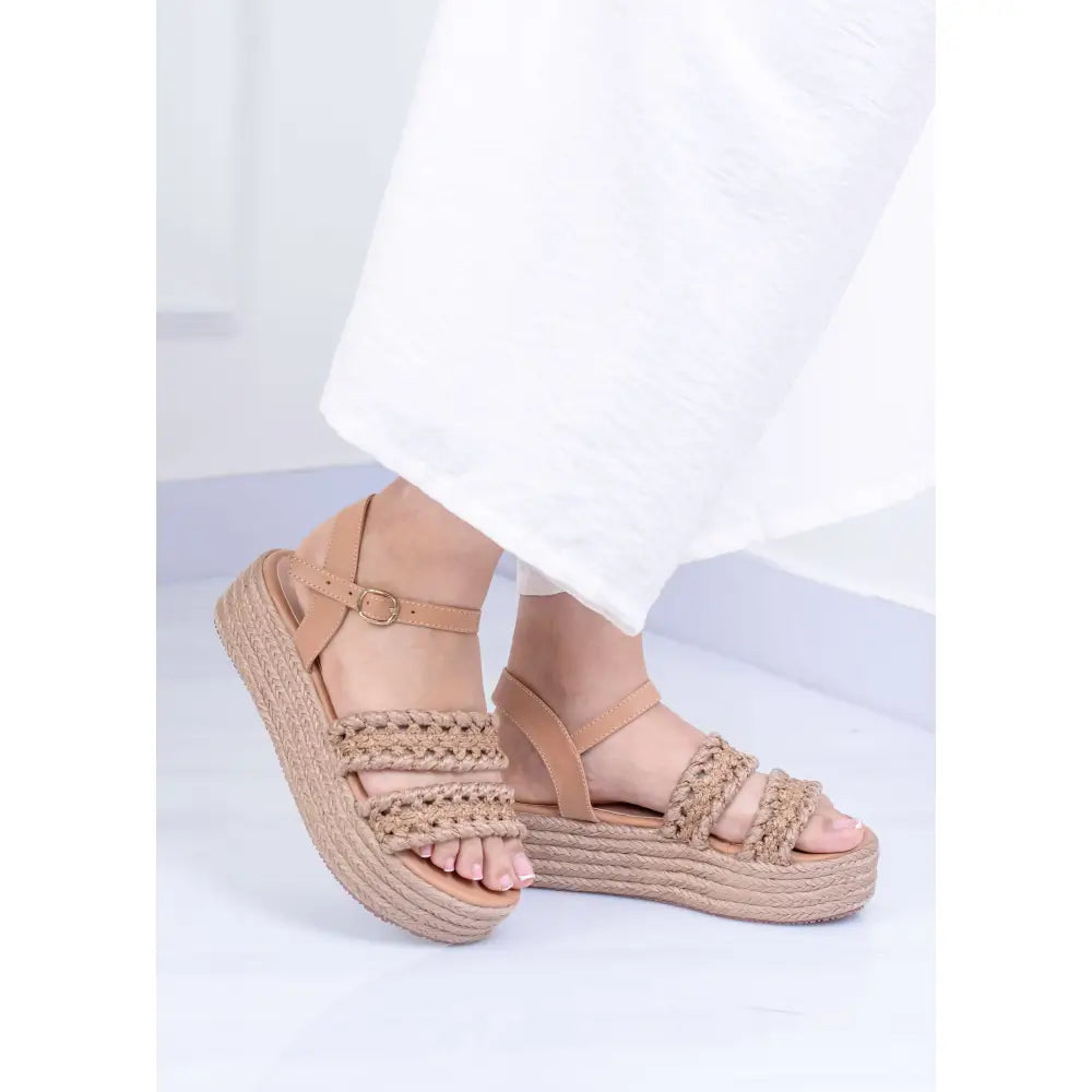 Plataforma en Yute con Trenzas - Versatiles y a la moda | TC1532 - Camel / 35