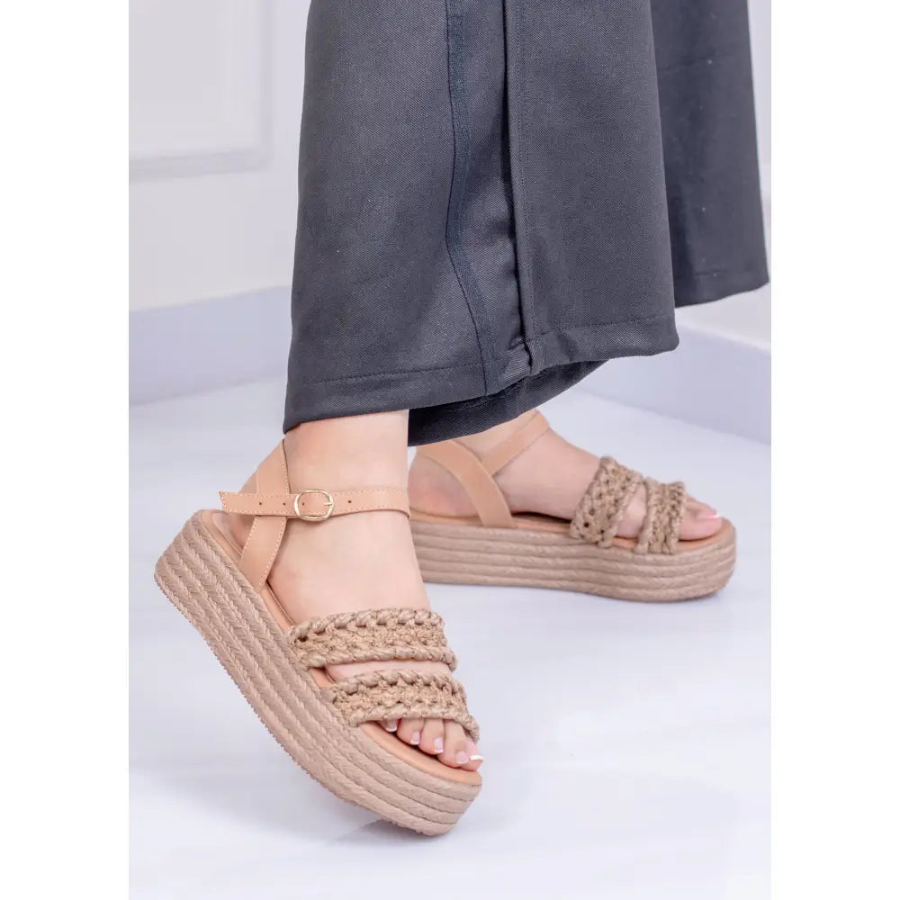 Plataforma tejida con doble trenza | TC1532 - Camel / 35