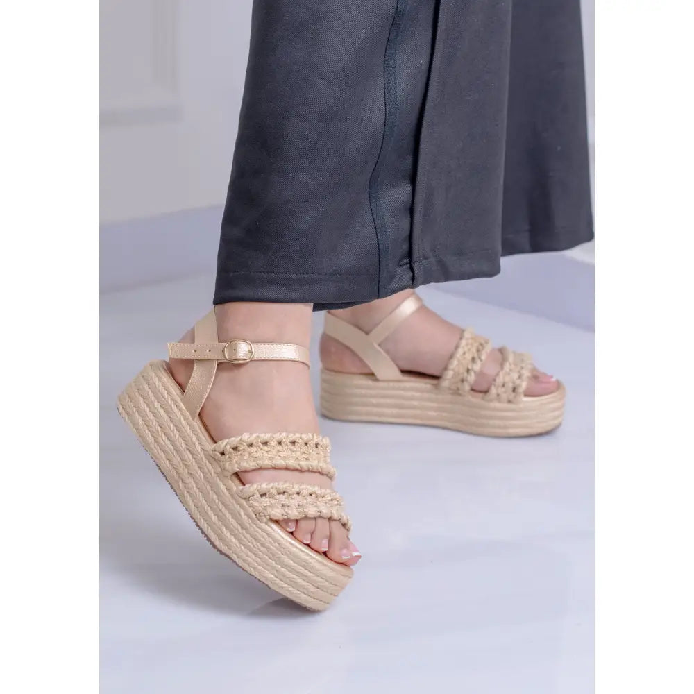 Plataforma tejida con doble trenza | TC1532 - Champagne / 35