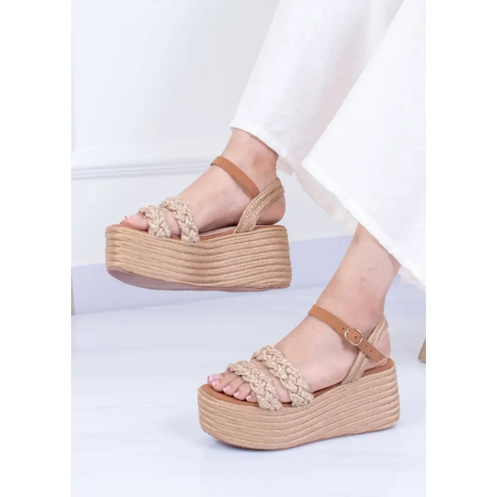 Plataformas con Tiras de Yute Tejidas – Boho Cómodas y Estilizadas TC517 - Plataforma