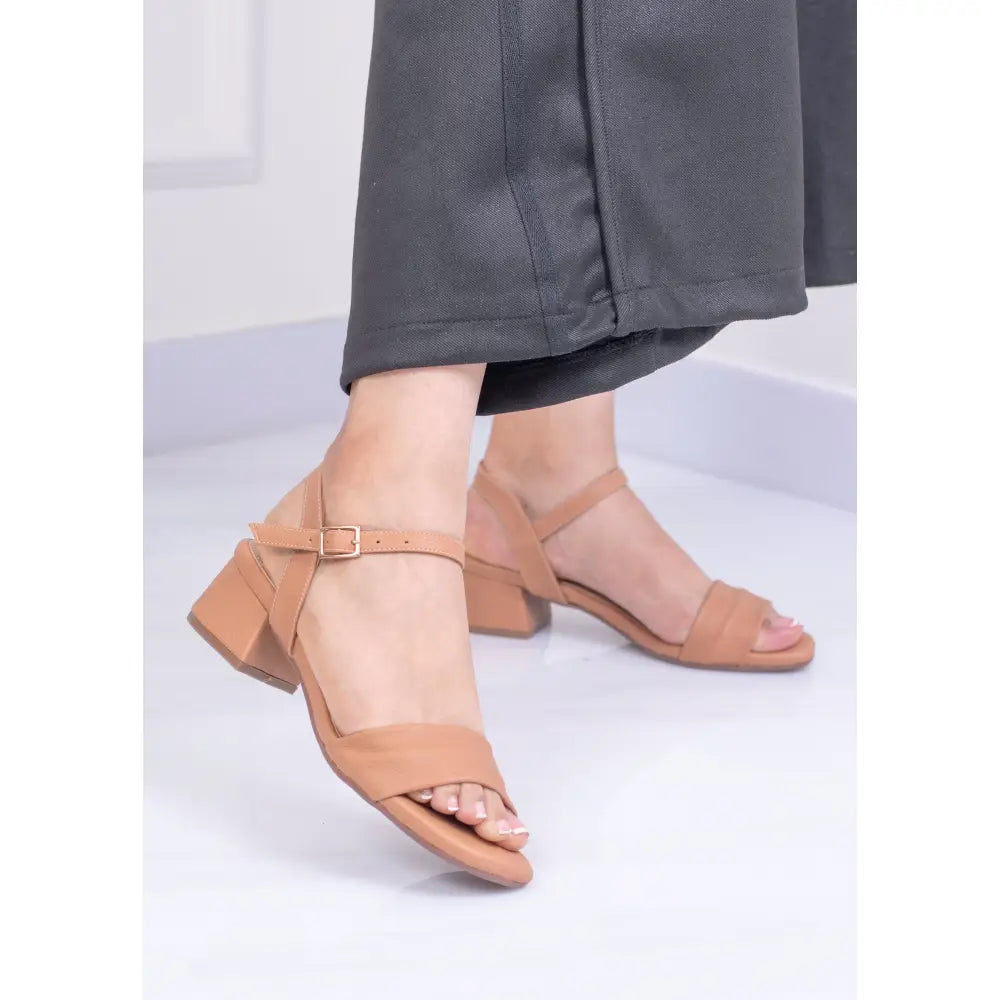 Sandalia con Tacón Cruzado Elegante | PG1311 - Camel / 35 - Tacon