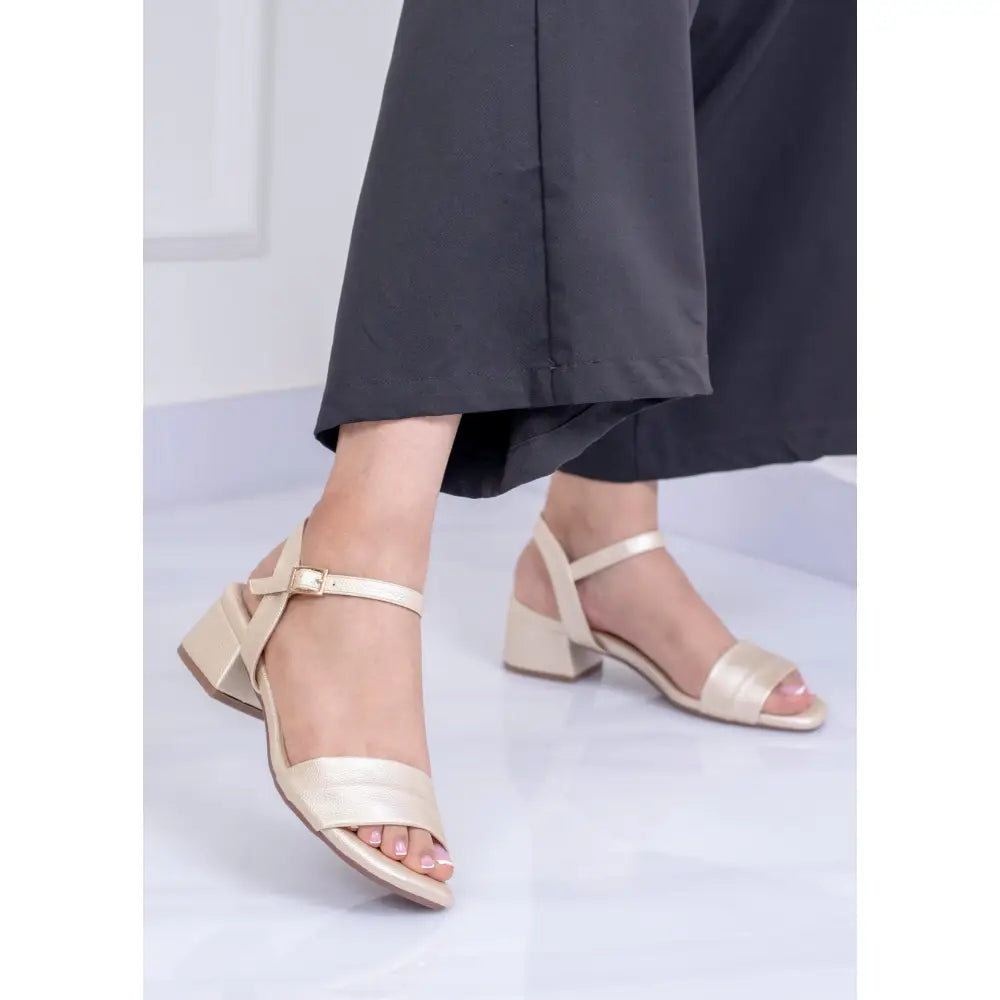 Sandalia con Tacón Cruzado Elegante | PG1311 - Champagne / 35 - Tacon