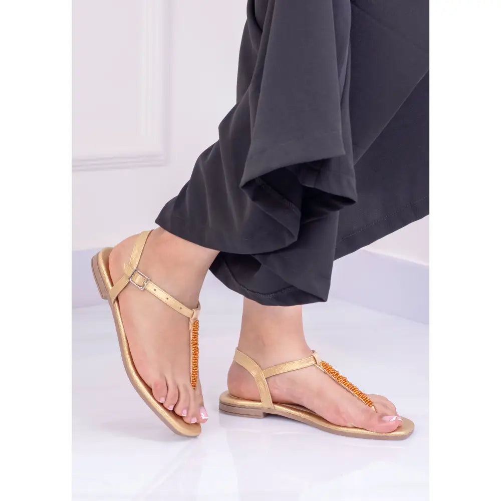 Sandalia plana tres puntadas | LP78 - Champagne / 35