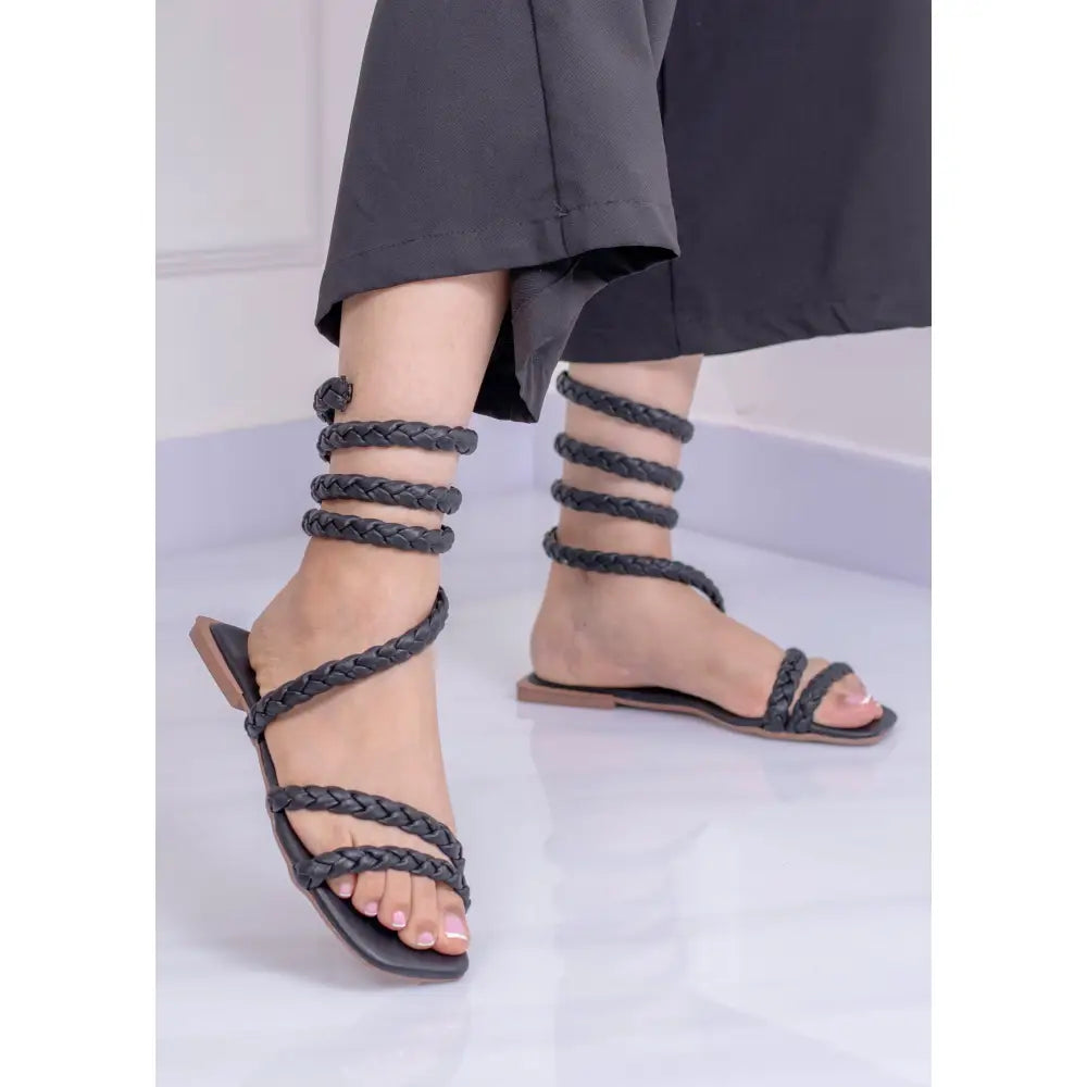 Sandalia Romana Trenzada | KB203 - Negro / 35