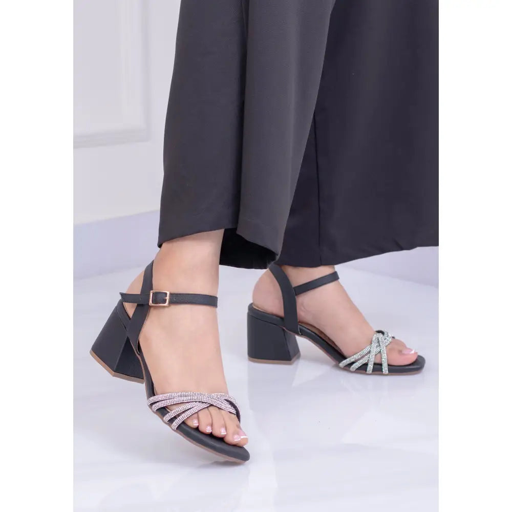 Tacón con Brillo para Mujer| PG2027 - Negro / 35 - Tacon