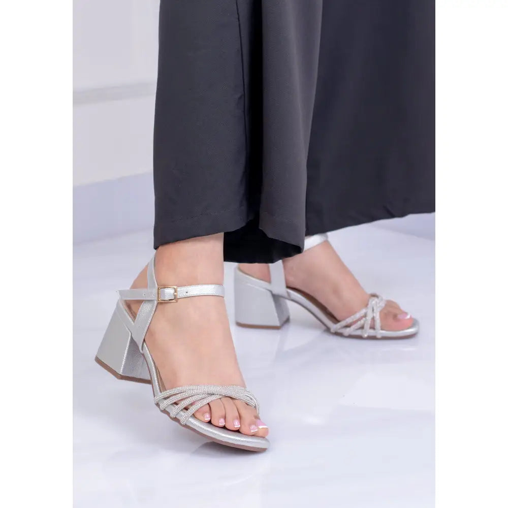 Tacón con Brillo para Mujer| PG2027 - Plateado / 35 - Tacon