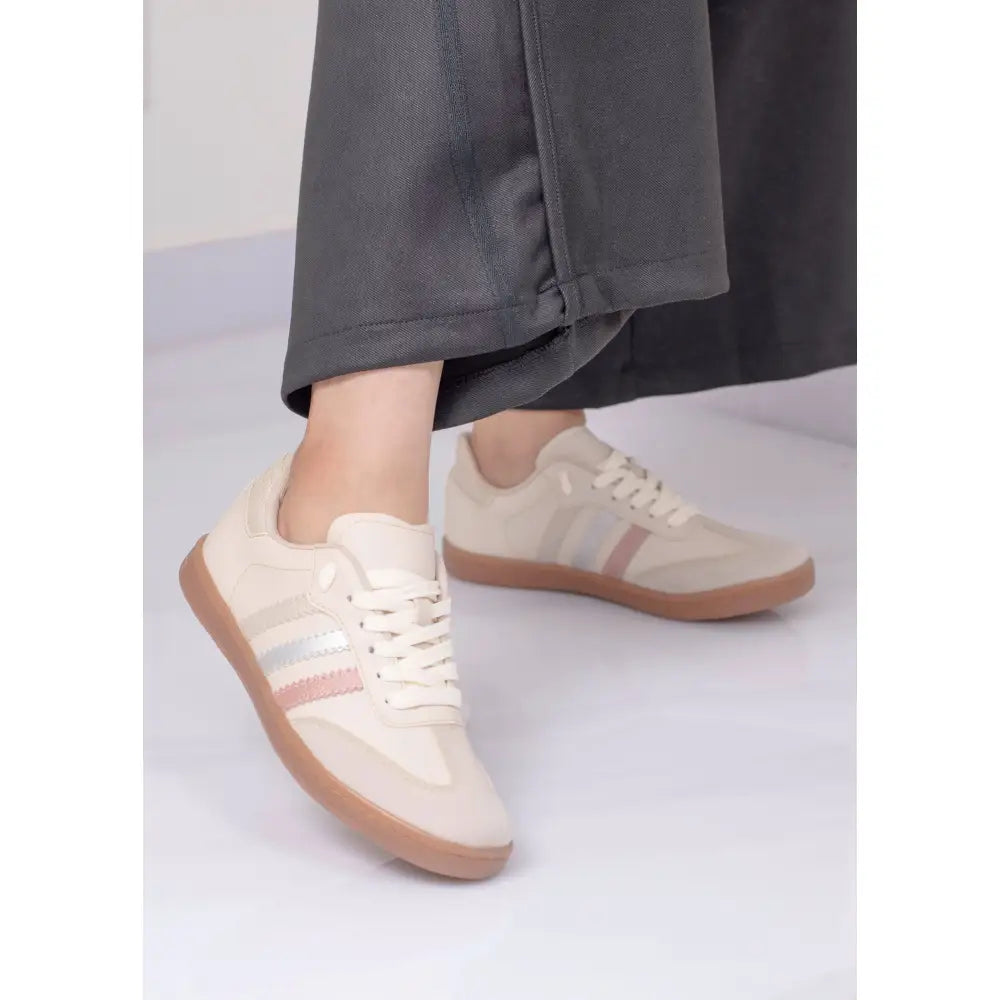 Tenis casual con franjas metálicas | GS081 - Oro Rosa / 35