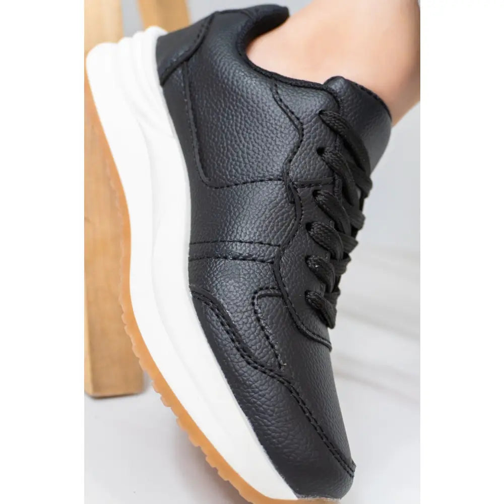 Tenis Deportivo de Moda para Mujer GS080, zapatilla negra con suela blanca