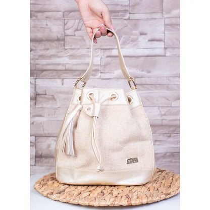 Bolso de Moda para Dama EC247, bolso beige con borla elegante