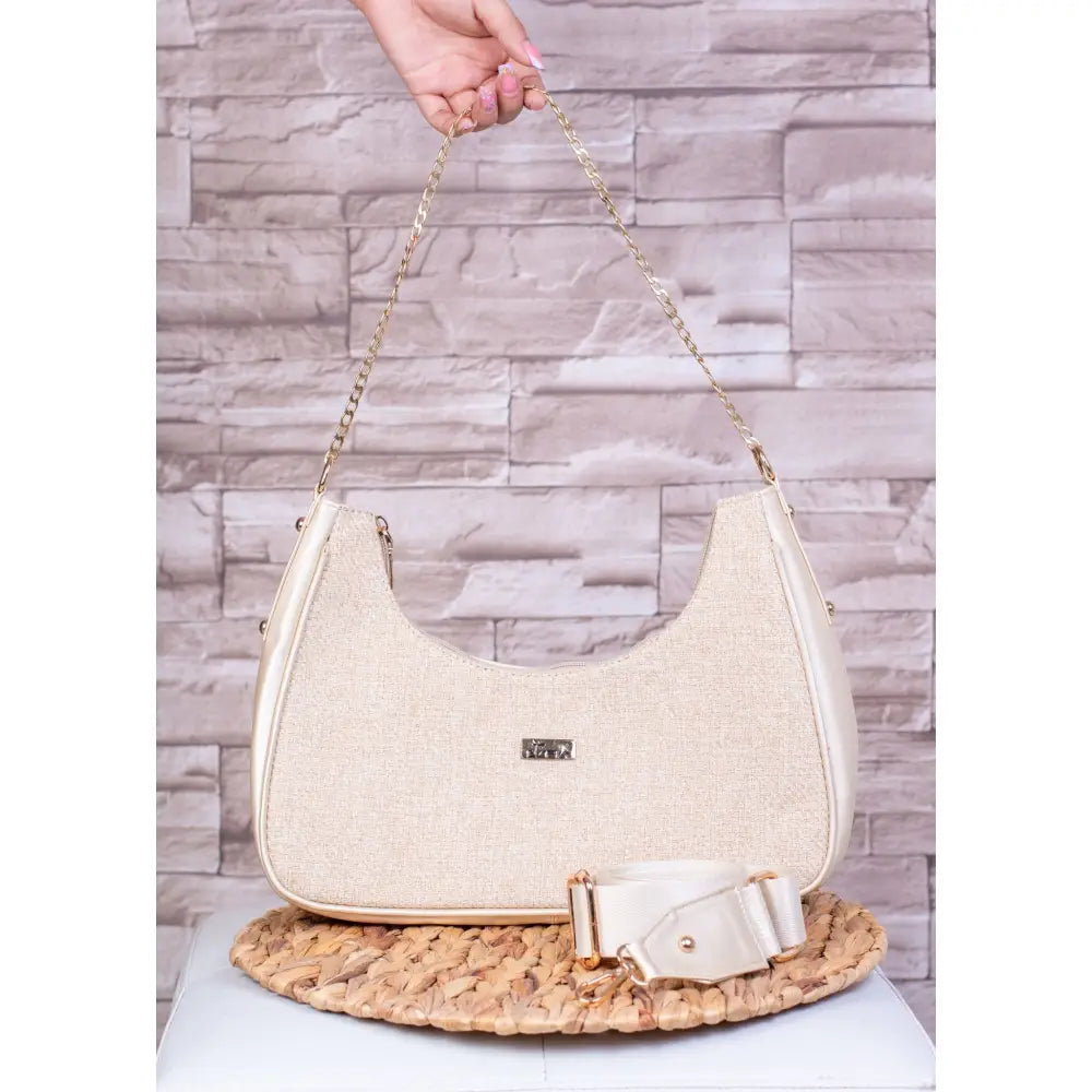 Bolso de Moda para Mujer EC246 en beige con cadena elegante y strap
