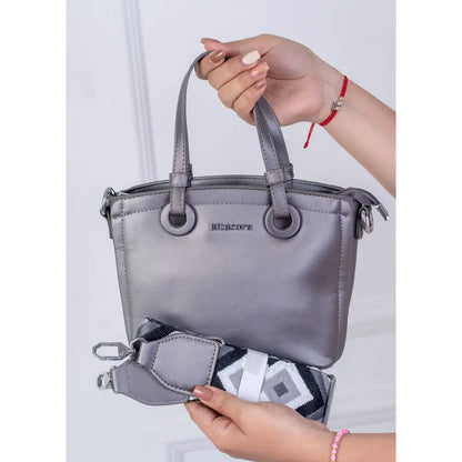 Bolso Mediano Bitácora con Manijas Circulares | B2210 - Plomo