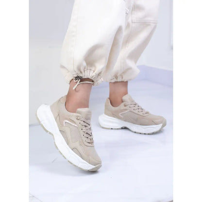 Zapatillas beige con suelas blancas del modelo Chunky Sneakers - Tenis Moda Urbana