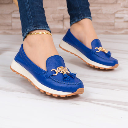 Mocasin en Cuero para Mujer - ME724 Azul - Calzado Espía