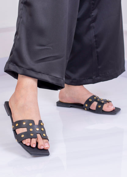 Sandalia plana con taches dorados | Ref. LP34