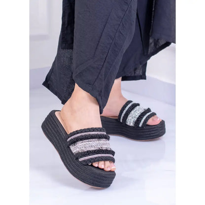Plataforma con Yute y Brillo - Ligeras Comodas | TC4011 - Negro / 35