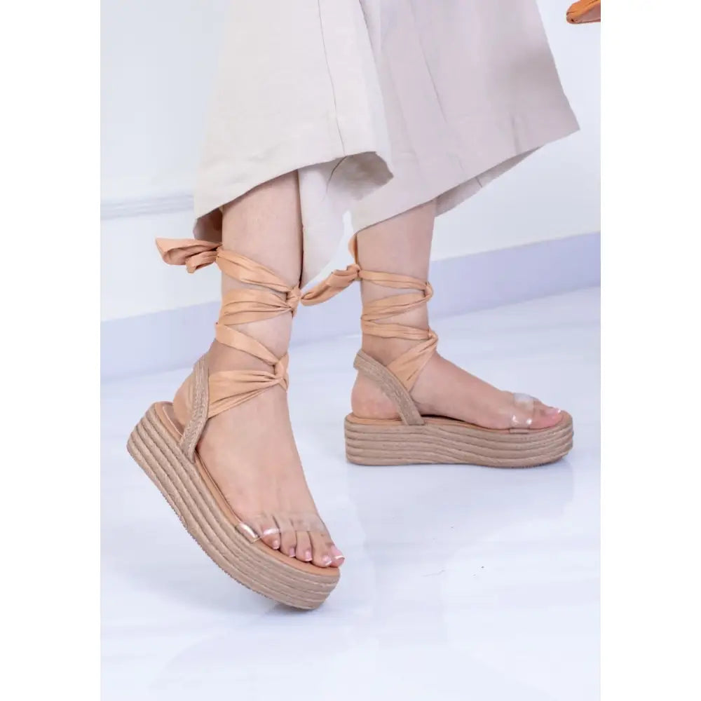 Sandalias de plataforma de yute con cintas ajustables, modernas y cómodas TC239