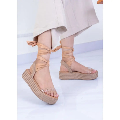 Sandalias de plataforma de yute con cintas ajustables, modernas y cómodas TC239