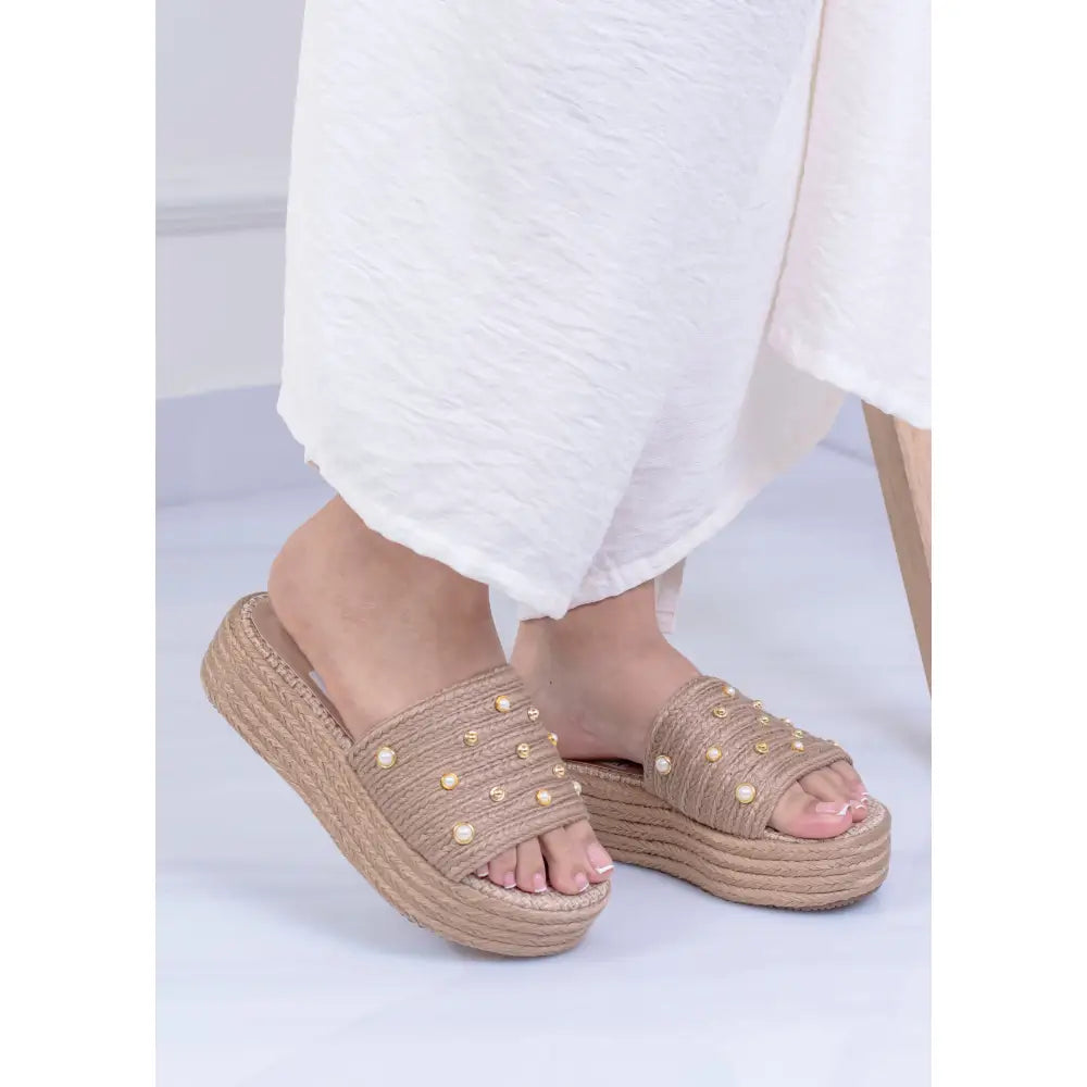 Plataforma de Yute con Perlas - Ligeras y Comodas | TC1443 - Camel / 35