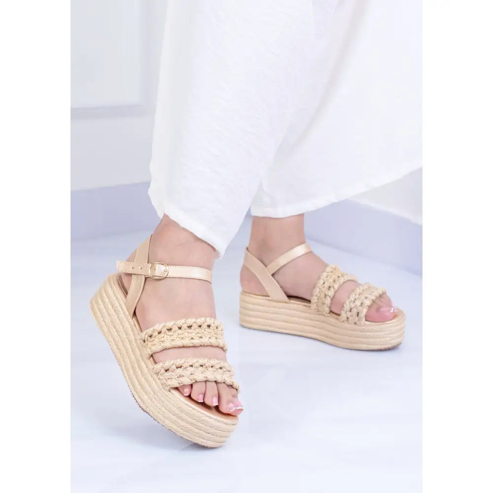 Plataforma en Yute con Trenzas - Versatiles y a la moda | TC1532 - Beige / 35