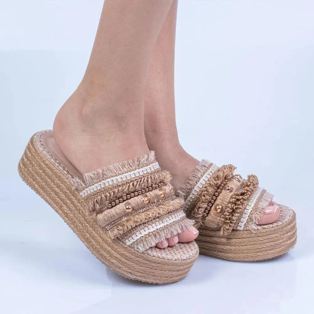 Espadrille platform slide sandals Plataforma Yute Capellada Yute para Mujer TC289
