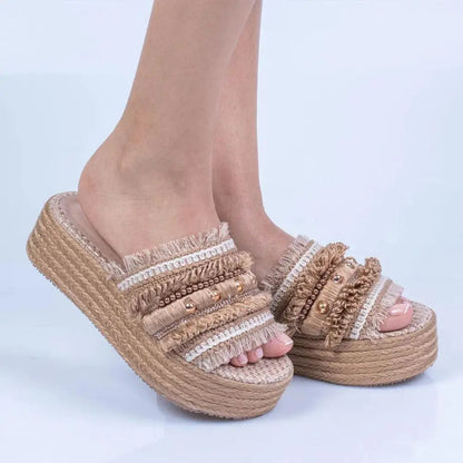 Espadrille platform slide sandals Plataforma Yute Capellada Yute para Mujer TC289