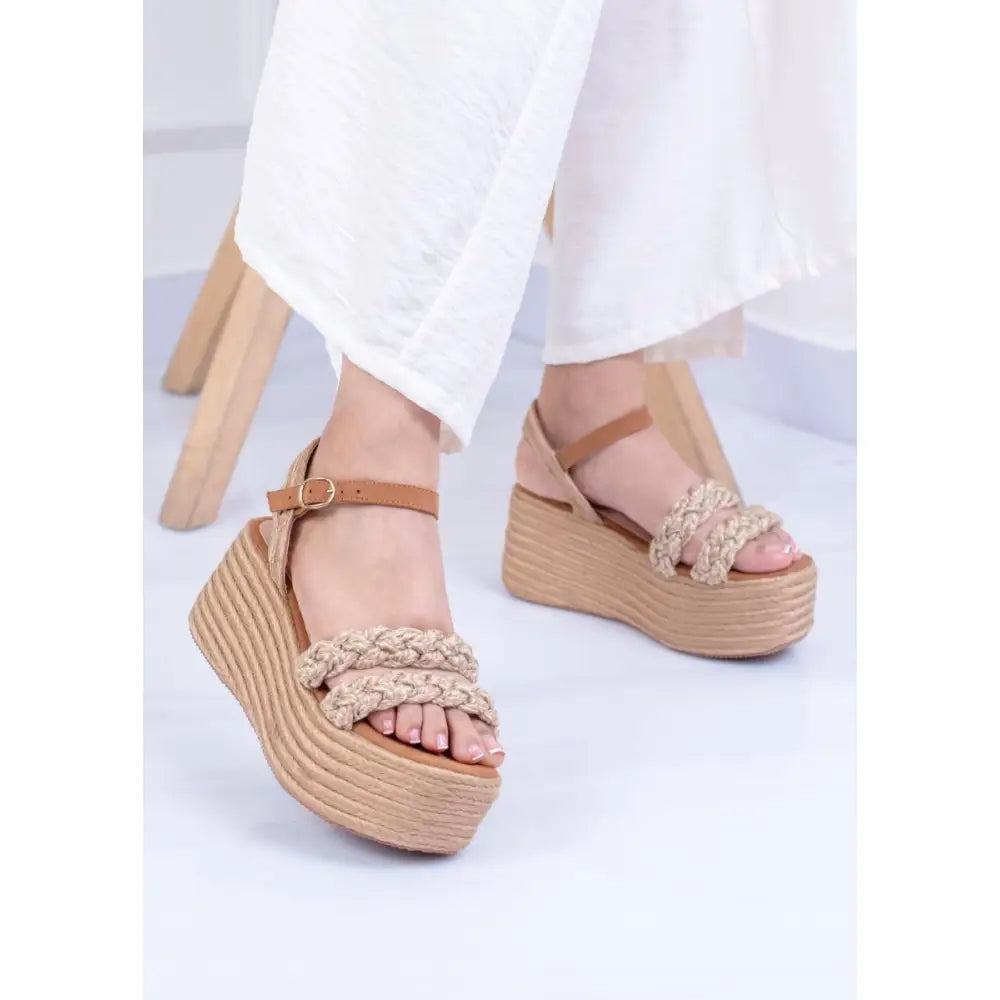 Plataformas con Tiras de Yute Tejidas – Boho Cómodas y Estilizadas TC517 - Plataforma