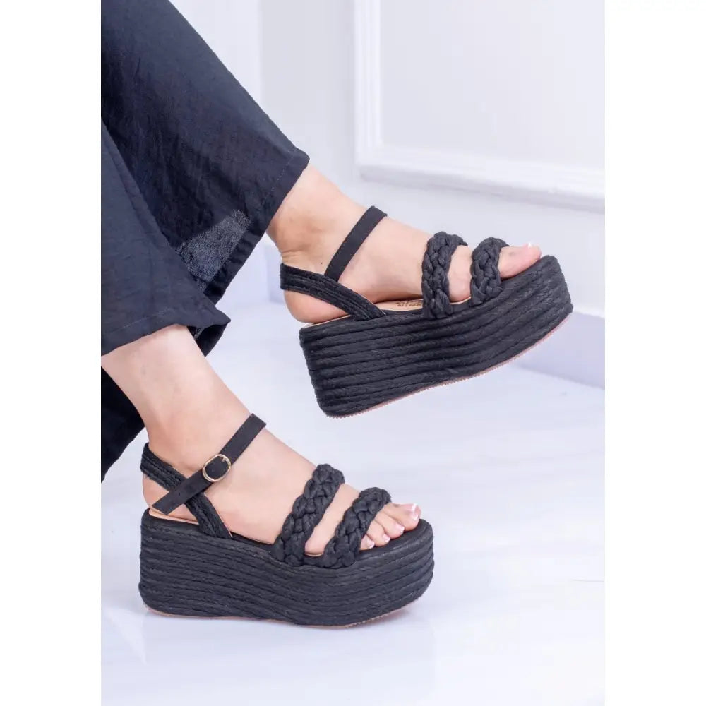 Plataformas con Tiras de Yute Tejidas – Boho Cómodas y Estilizadas TC517 - Plataforma