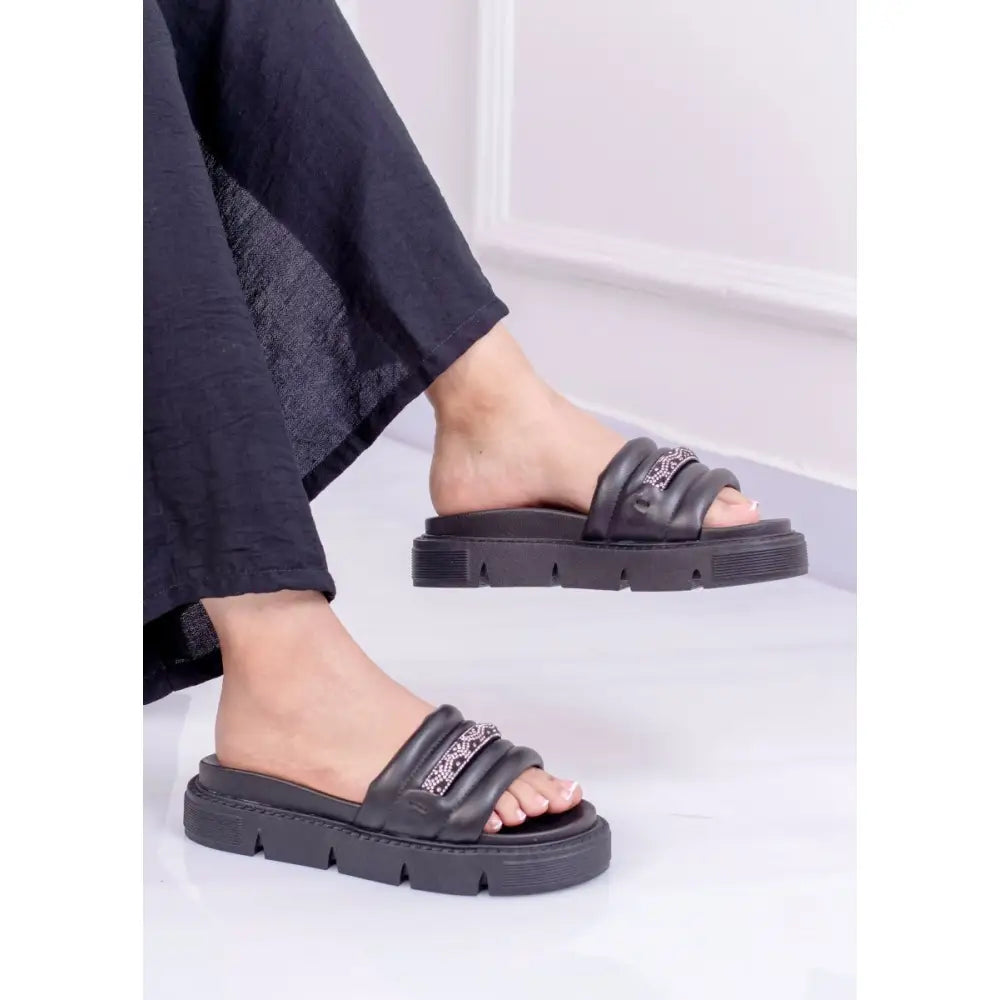 Sandalia de Plataforma con Doble Tira Brillante Moderna y Cómoda - CK7022