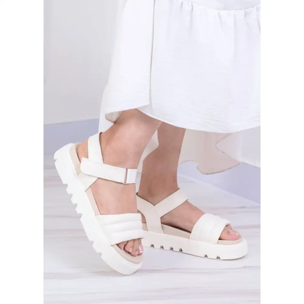 Sandalia de Plataforma con Tiras Cruzadas – Estilo y Comodidad CK7010 - Beige / 35