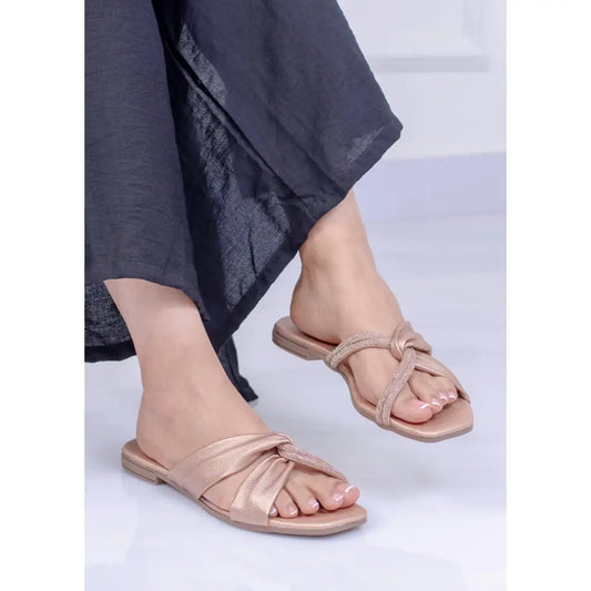 Sandalia plana con Nudo y Brillos | LP23 - Oro Rosa / 35