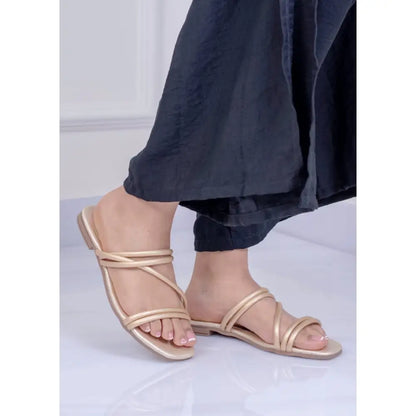 Sandalia Plana con Tiras Cruzadas Diseño Versátil y Ligero - LP39 - Champagne / 35