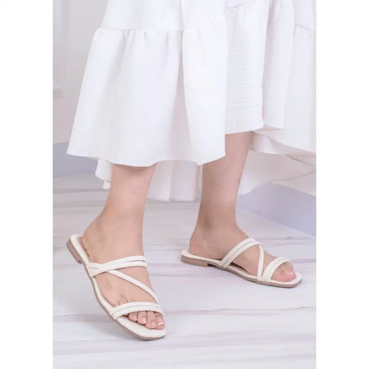 Sandalia Plana con Tiras Cruzadas Diseño Versátil y Ligero - LP39 - Beige / 35