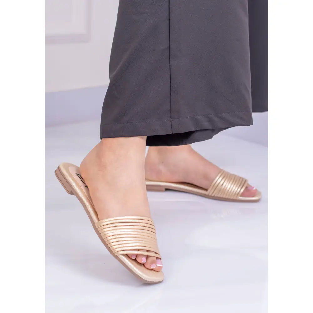 Sandalia Plana Multi-Tiras Elegante | LP58 - Champagne / 35