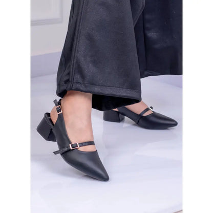 Tacón Cuadrado bajo con diseño slingback | BY1128 - Negro / 35 - Tacon