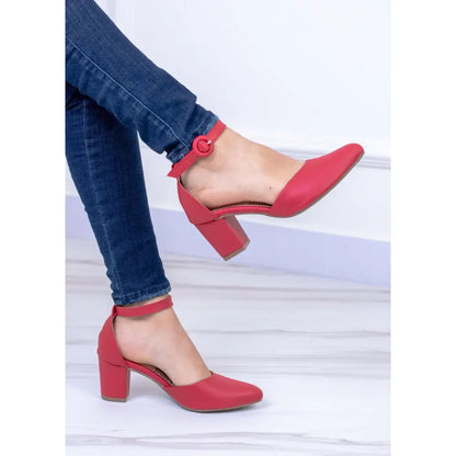 Tacon Cuadrado Grueso con Tobillera - CM289, elegantes tacones rojos de tobillo