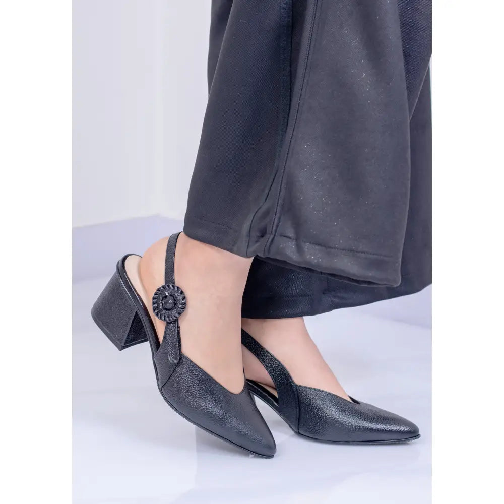 Tacón Elegante en Cuero con Pulsera Tobillera | TE538 - Negro / 35 - Tacon