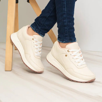 Tenis Deportivo de Moda GS086 con zapatillas plataforma beige elegantes